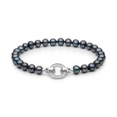 Bratara cu perle naturale negre si pandantiv cu cristale DiAmanti 252-31B-G